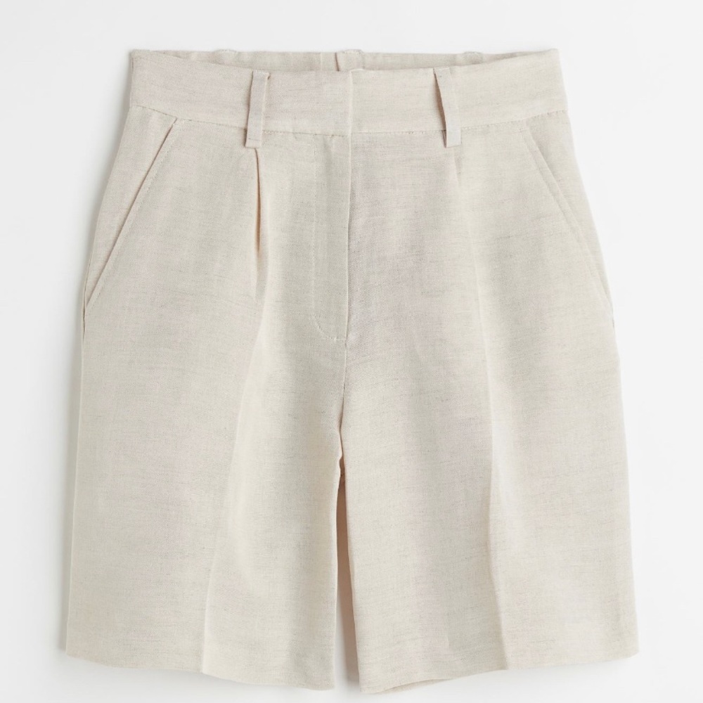 Linen blend Bermuda shorts light beige (new)